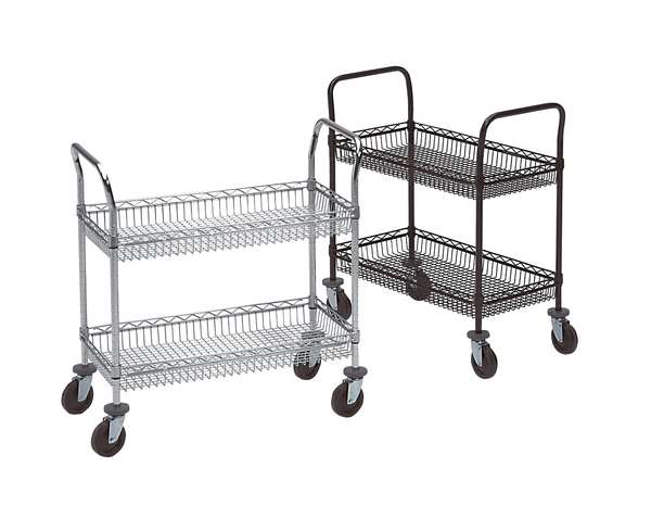 Basket Cart, 2Shelf, 39x36x18, Chrome