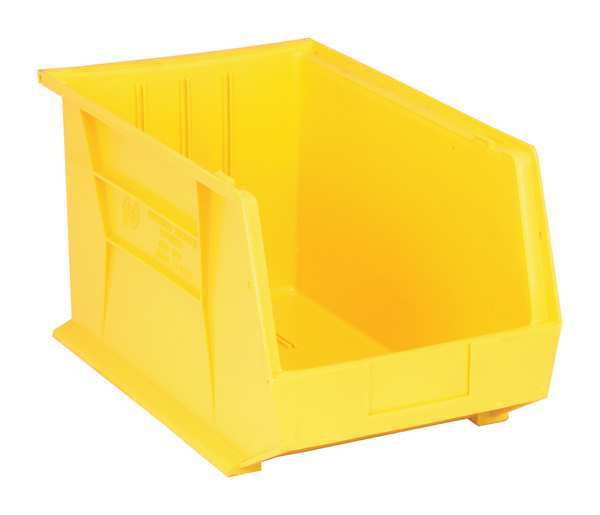 Hang & Stack Storage Bin, Yellow, Polypropylene, 18 in L x 11 in W x 10 in H, 75 lb Load Capacity