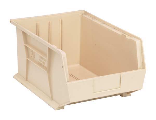 Hang & Stack Storage Bin, Ivory, Polypropylene, 16 in L x 11 in W x 8 in H, 75 lb Load Capacity