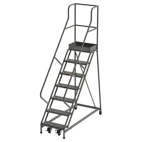 106 in H Steel Rolling Ladder, 7 Steps