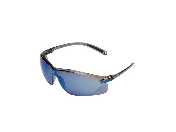 Safety Glasses, Wraparound I/O Silver Mirror Polycarbonate Lens, Scratch-Resistant