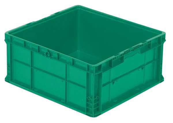 Straight Wall Container, Green, Polyethylene, 24 in L, 22 1/2 in W, 10 3/4 in H