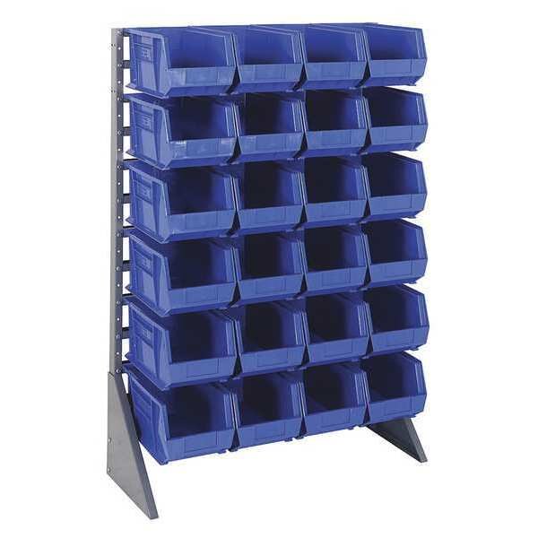 Steel Bin Rail Floor Rack, 36 in W x 15 in D x 54 in H, Blue