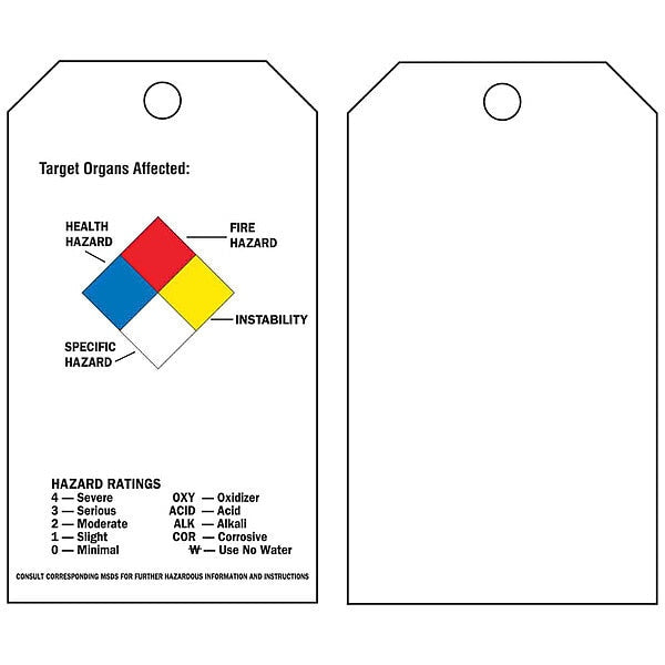 Tag, Polyester, Chemical Hazard, PK25