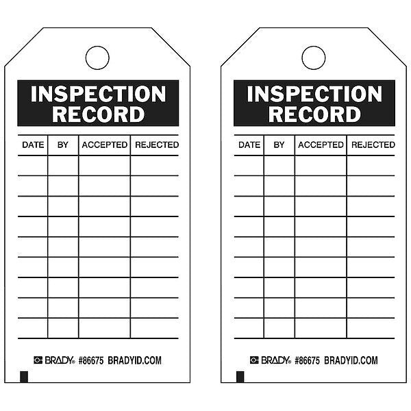 Inspection Rcd Tag, 5-3/4 x 3 In, PK100