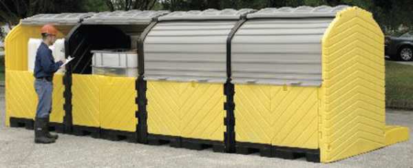 Covered Four IBC Containment Unit, 365 gal Spill Capacity, Polyethylene