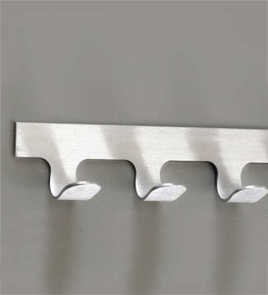 Coat Hook, 8 Hooks, 24 In W, Satin Aluminum