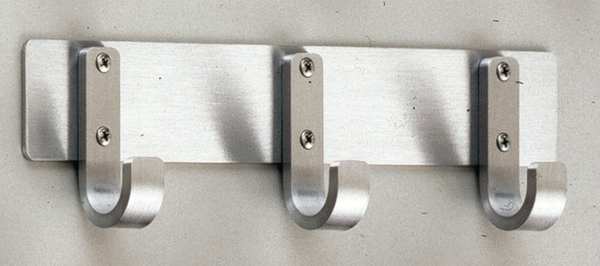 Coat Hook, 8 Hooks, 24 In W, Satin Aluminum