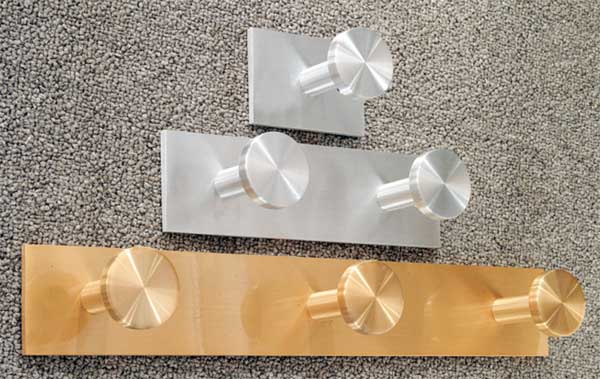 Coat Hook, 8 Hooks, 24 In W, Satin Aluminum