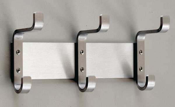 Coat Hook, 8 Hooks, 24 In W, Satin Aluminum