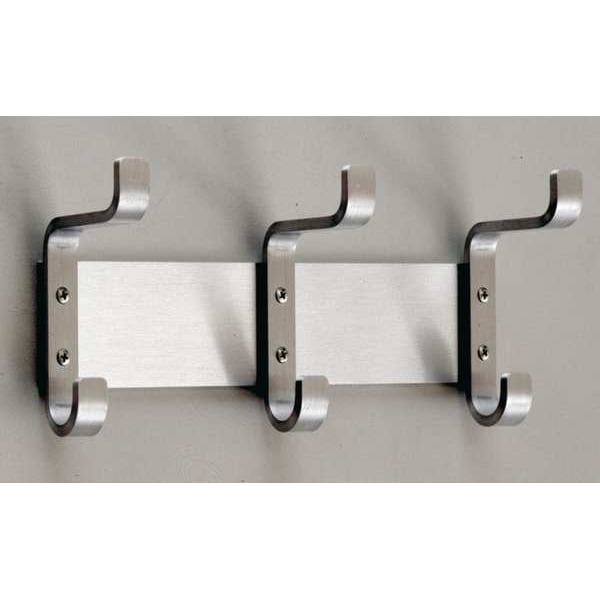 Coat Hook, 3 Hooks, 16 In W, Satin Aluminum