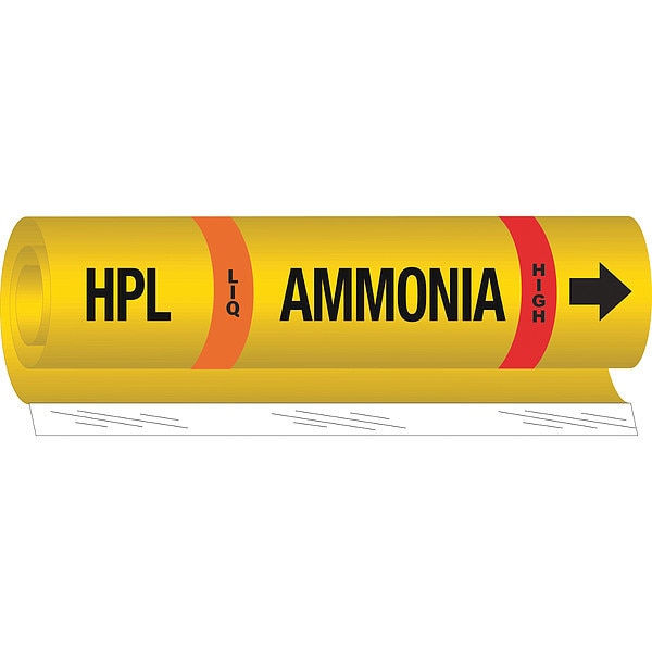 Ammonia Pipe Marker, HPL, 3/4 to 2-1/2In