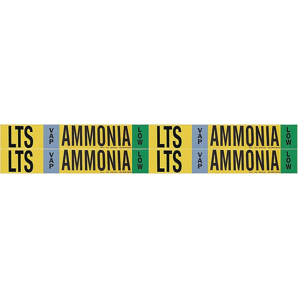 Ammonia Pipe Marker, LTS, 1 to 2-1/2In, PK4