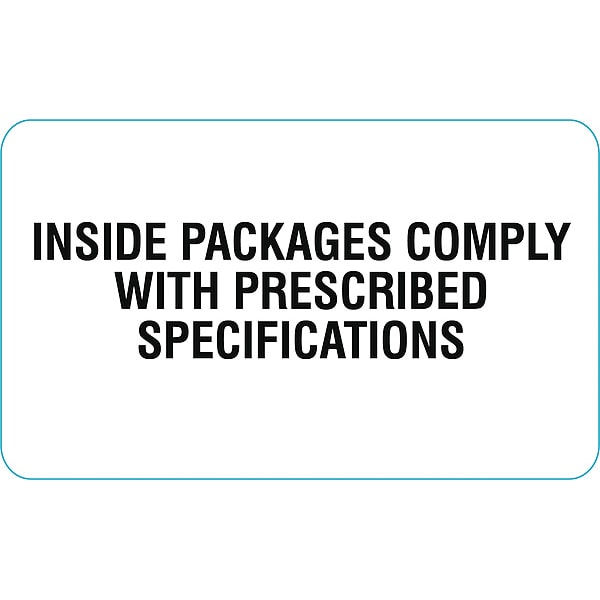 DOT Label Inside Packages Comply, Black/White, Pk250