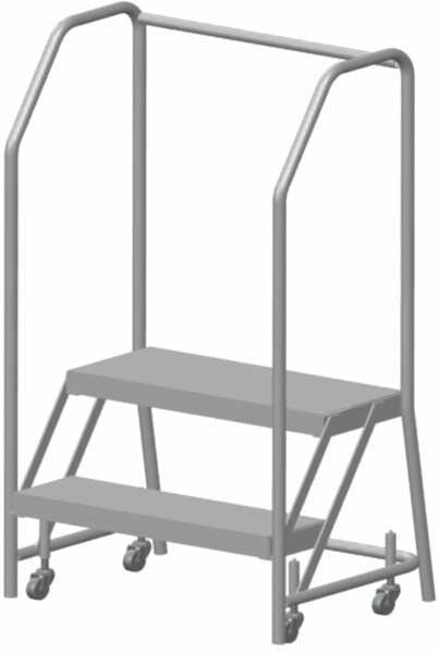 49 in H Aluminum Rolling Ladder, 2 Steps