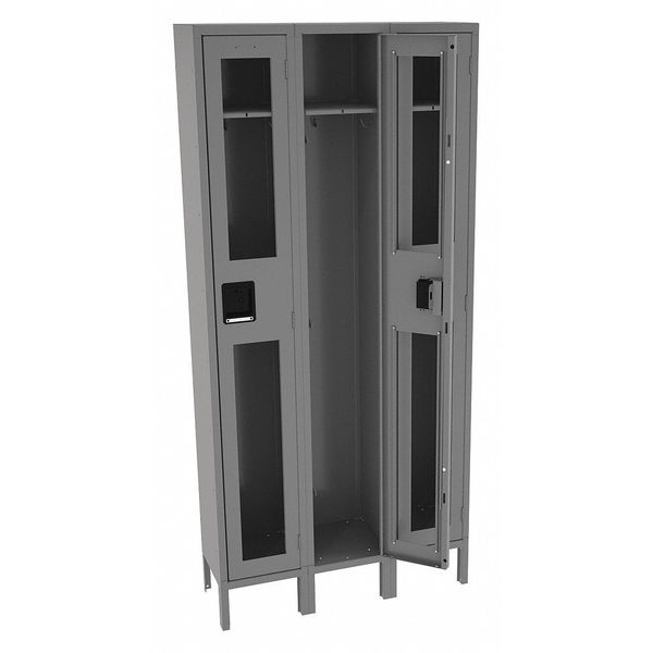 Wardrobe Locker, 36 in W, 12 in D, 78 in H, (1) Tier, (3) Wide, Gray