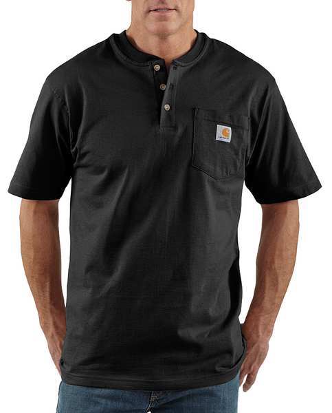 Short Sleeve Henley, Black, L