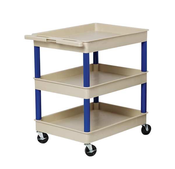 Thermoplastic Resin (Shelf)/High Density Polyethylene (Leg) Flat, 3 Shelves, 400 lb