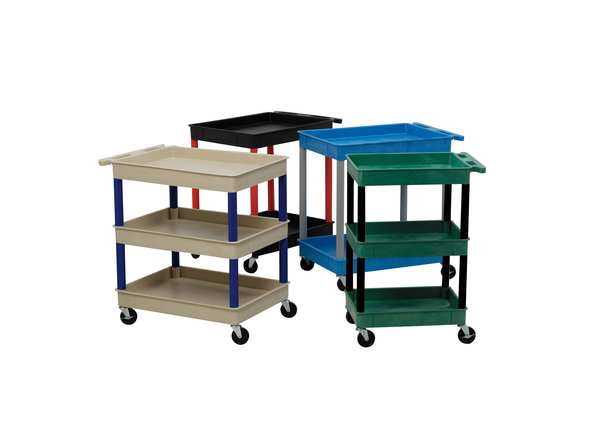 Thermoplastic Resin (Shelf)/High Density Polyethylene (Leg) Flat, 3 Shelves, 400 lb