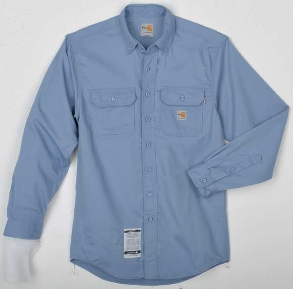 Carhartt Flame Resistant Collared Shirt, Blue, Cotton/Nylon, 3XL