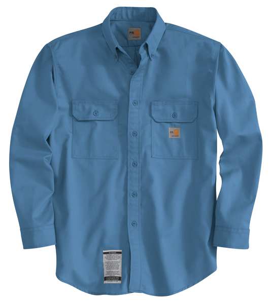 Carhartt Flame Resistant Collared Shirt, Blue, Cotton/Nylon, XL