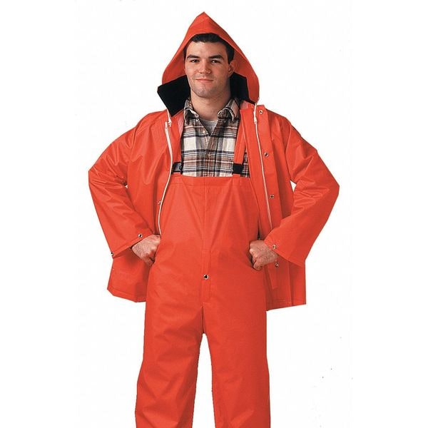 Rain Suit w/Jacket/Bib, Unrated, Orange, L