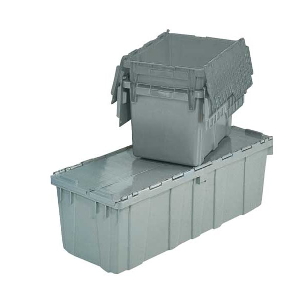 Gray Attached Lid Container, Plastic