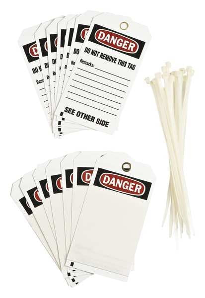 Danger Tag, 5-3/4 x 3 In, OSHA, 3/8 In, PK25