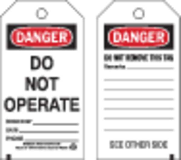 Danger Tag, 5-3/4 x 3 In, 3/8 In, PK10