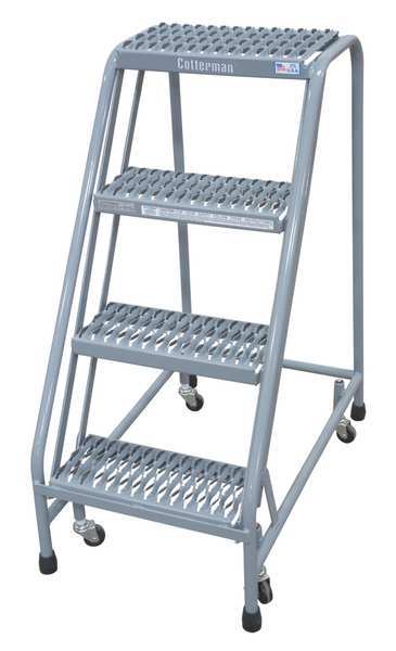 40 in H Steel Rolling Ladder, 4 Steps