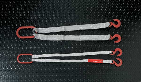 Web Sling, Two Leg Bridle, 6 ft L, 2 in W, Tuff-Edge Polyester, Silver