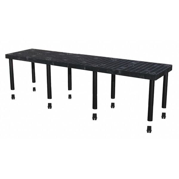 Add-On Plastic Shelving, Open Style, 24 in D, 96 in W, 24 in H, 1 Shelves, Black