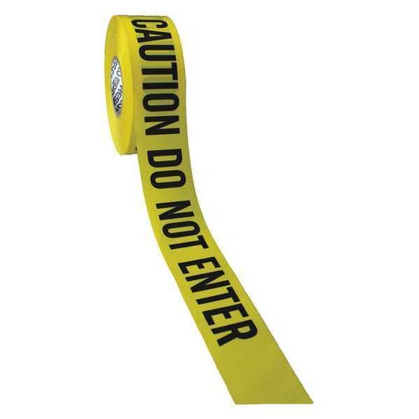 Barricade Tape w/Reel, Yellow/Blk, 1000 ft
