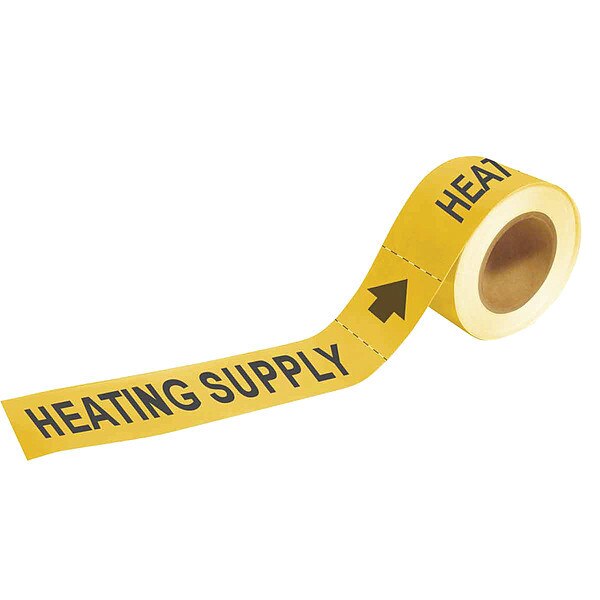 Pipe Marker, Heating Supply, 2 In.H