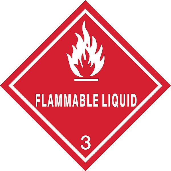 DOT Label, 4 In. H, Flammable Liquid, PK25