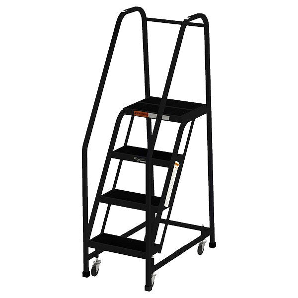64 in H Steel Rolling Ladder, 4 Steps