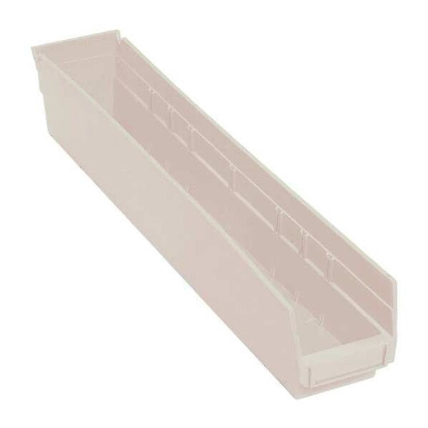 Shelf Storage Bin, Ivory, Polypropylene, 23 5/8 in L x 4 1/8 in W x 4 in H, 50 lb Load Capacity