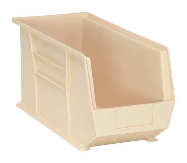 Hang & Stack Storage Bin, Ivory, Polypropylene, 18 in L x 8 1/4 in W x 9 in H, 60 lb Load Capacity
