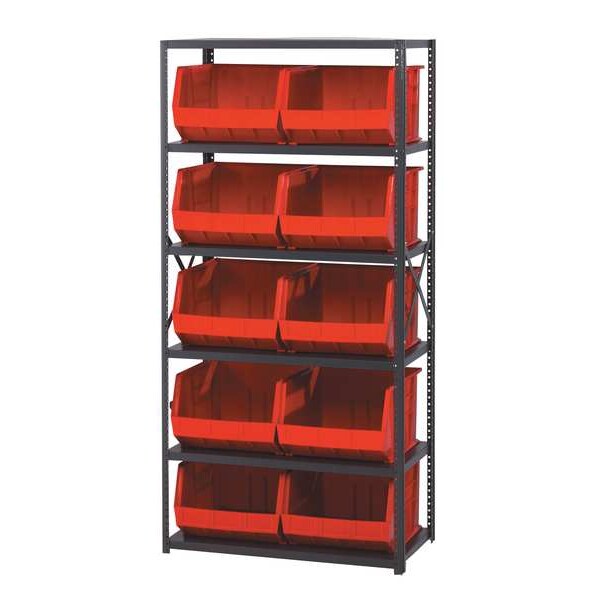Steel Bin Shelving, 36 in W x 75 in H x 18 in D, 6 Shelves, Blue