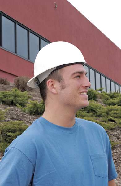 Front Brim Hard Hat, Type 1, Class E, Ratchet (8-Point), Red