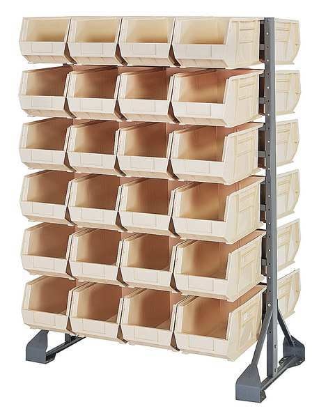 Steel Bin Rail Floor Rack, 36 in W x 20 in D x 54 in H, Ivory