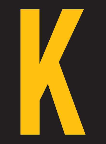 Reflective Letter Label, K, 2-1/2in H, PK25