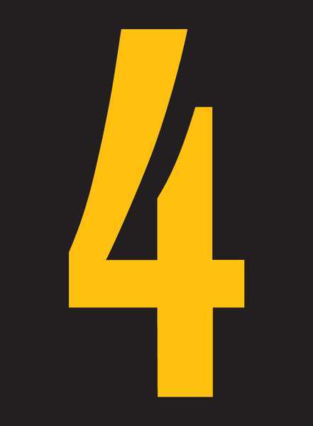 Reflective Number Label, 4, 2-1/2in H, PK25