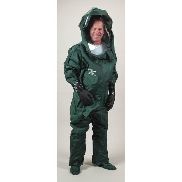 Encapsulated Training Suit, XL, Green, Nylon/PVC, Storm Flap