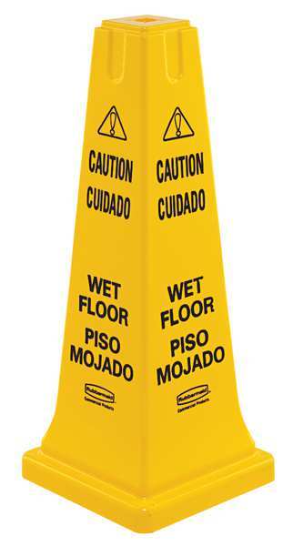 Safety Cone, 26 in Height, 10 1/2 in Width, HDPE, Cone, English, Spanish