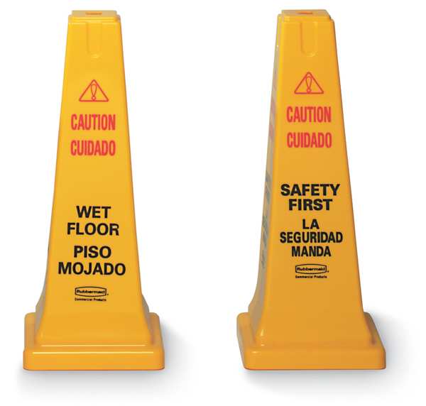 Safety Cone, 26 in Height, 10 1/2 in Width, HDPE, Cone, English, Spanish