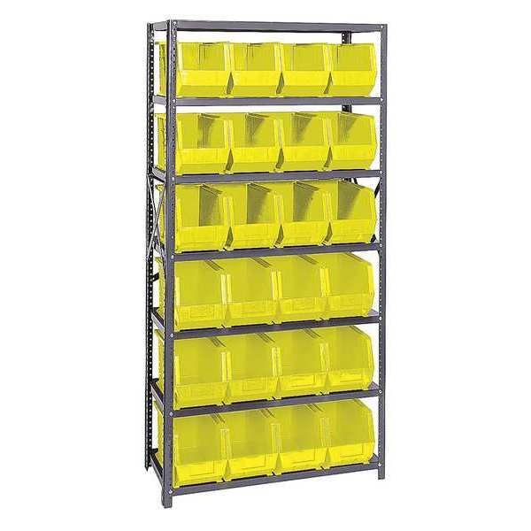 Steel Bin Shelving, 36 in W x 75 in H x 18 in D, 7 Shelves, Yellow