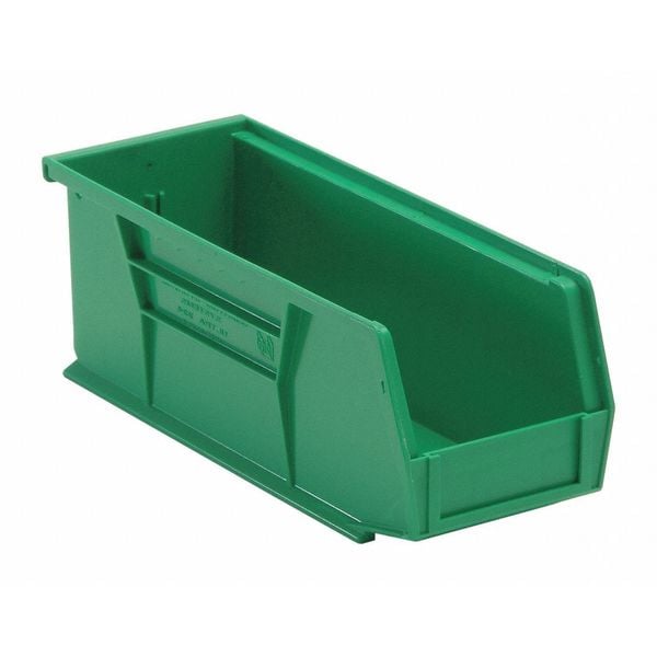 Hang & Stack Storage Bin, Green, Polypropylene, 10 7/8 in L x 4 1/8 in W x 4 in H