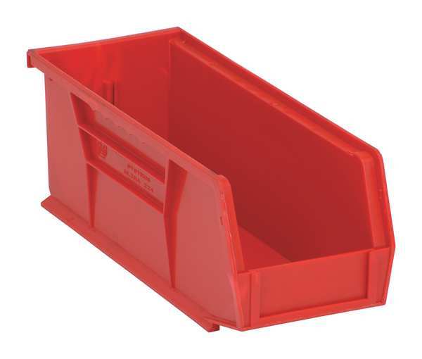 Hang & Stack Storage Bin, Red, Polypropylene, 10 7/8 in L x 4 1/8 in W x 4 in H