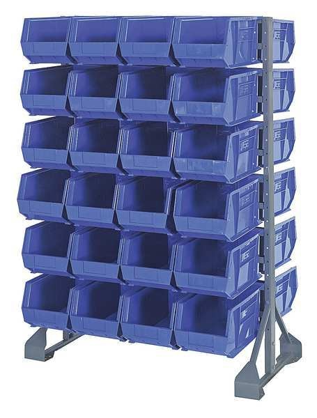 Steel Bin Rail Floor Rack, 36 in W x 20 in D x 54 in H, Blue
